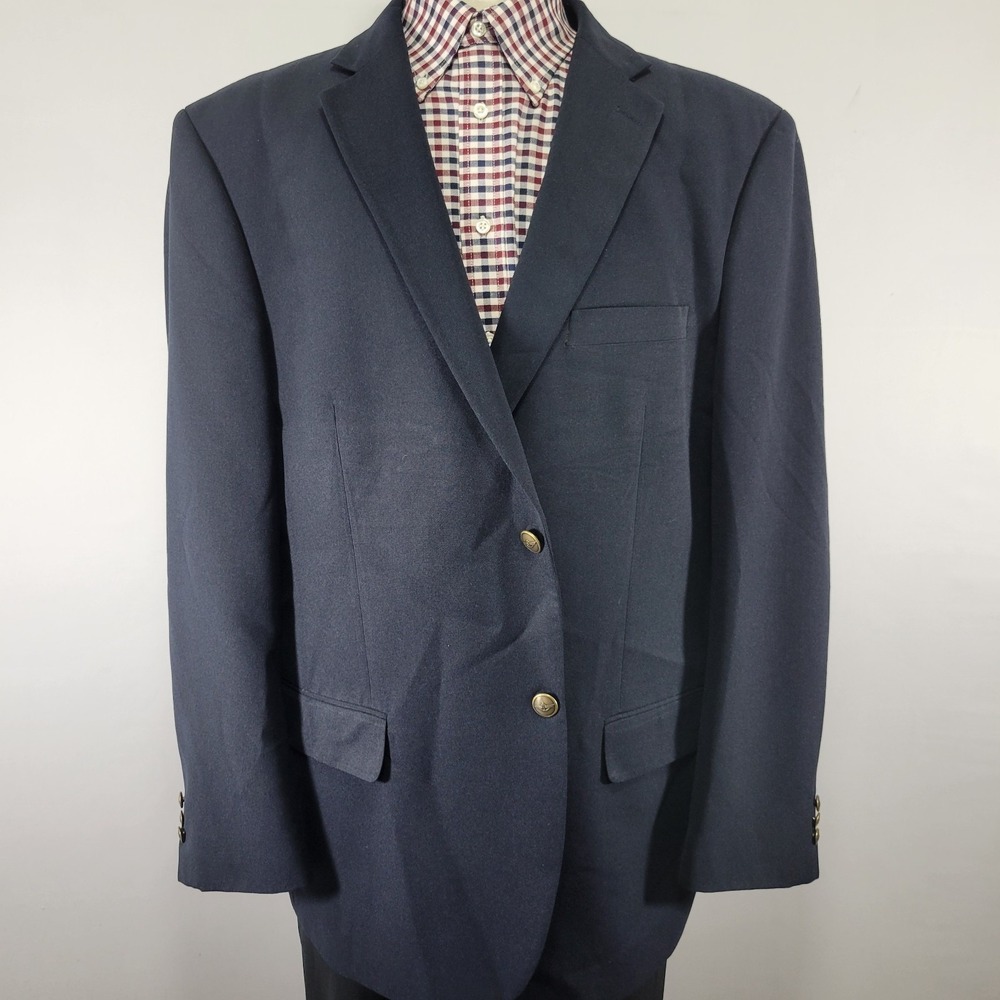 Dockers Men's Sport Coat Blazer Two Button Deep Navy Polyester Size 48R